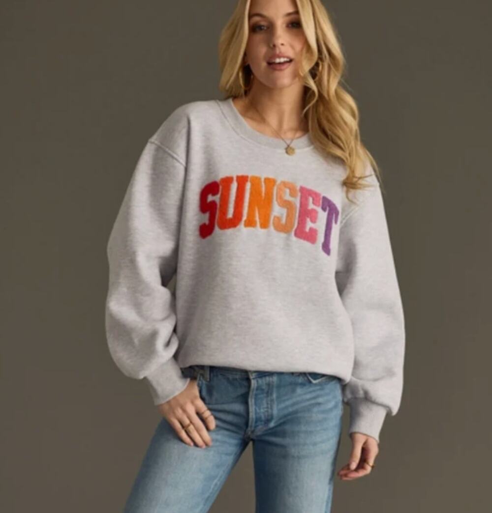 Panache Apparel Sunset Sweatshirt Gray Fleece Crewneck Pullover Size Small